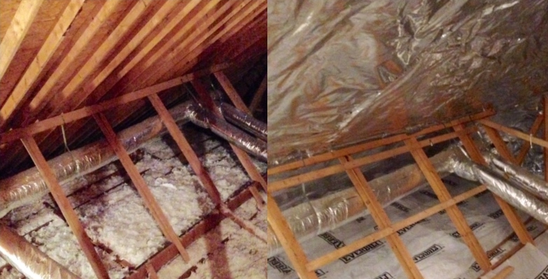 radiant barrier attic insulation side by side